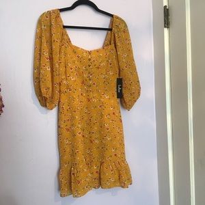 LULUS yellow floral dress
